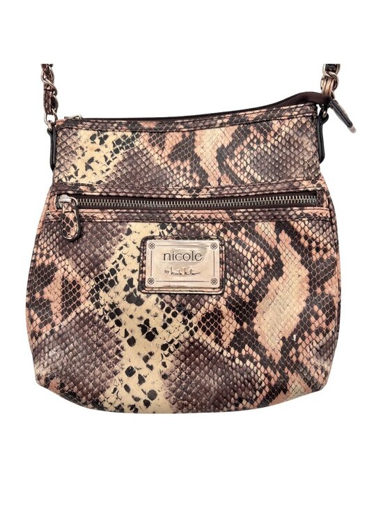 Nicole by Nicole Miller Handbags - Nicole By Nicole Miller Snakeskin Print Crossbody Bag Chain Strap Zips & Snaps
